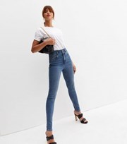 New Look Teal Vintage Wash Lift & Shape High Waist Yazmin Skinny Jeans